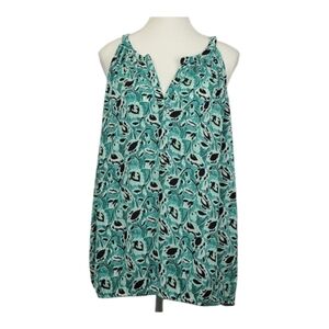 LOFT Ann Taylor Sleeveless Halter Seafoam Green Floral Blouse Women’s L